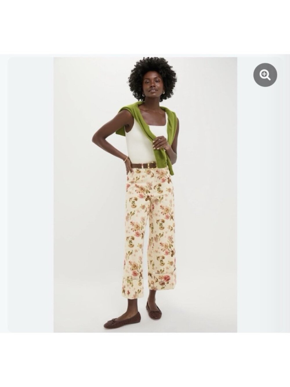 Tuckernuck Florence Pants Size 14 Romantic Floral Bouquet Convertible Cuffed Hem - Picture 2 of 11